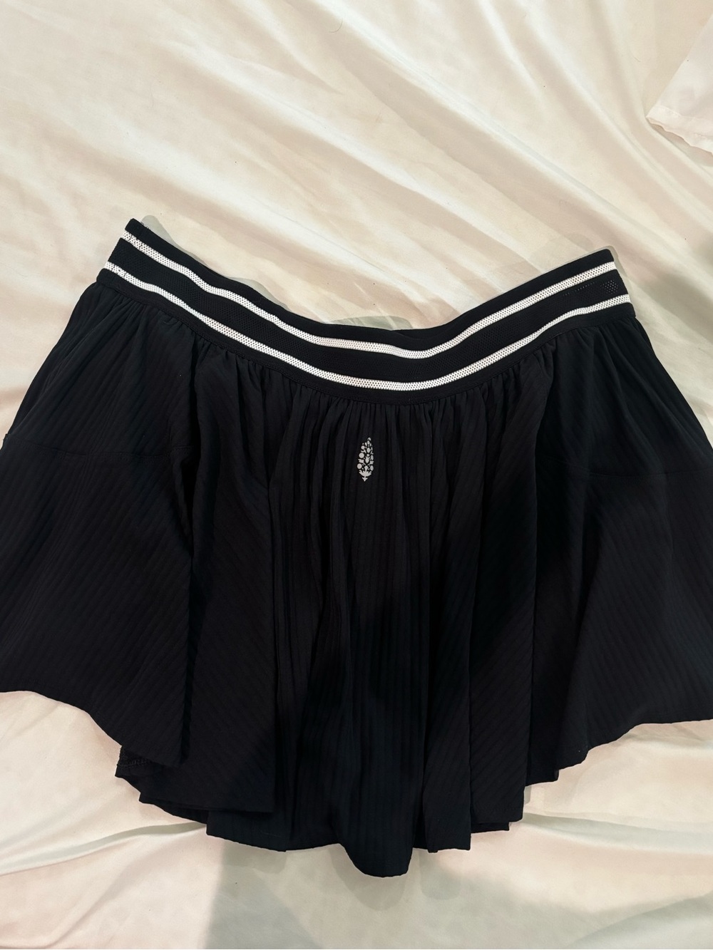 Free People Black Skater Skirt with Striped Waistband